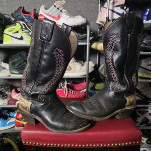 Authentic! Olathe Boot Company Men's 10 D Black Buckaroo Western Boots Cowboy